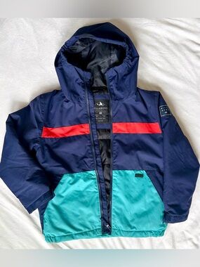 Billabong Kids Navy, Teal & Red Colorblock Hooded Ski Jacket